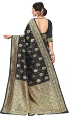 Silk Woven Design Saree for Women, Black 