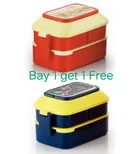 2 Containers Lunch Box with Roti Tray and 2 Spoons. 
