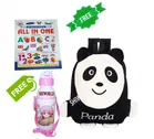 Combo of Fabric School Bag, Water Bottle with All in One Book for Kids 