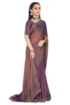 Satin Solid Saree for Women, Wine 