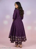 Rayon embroidered Gown Kurta Set for Women 