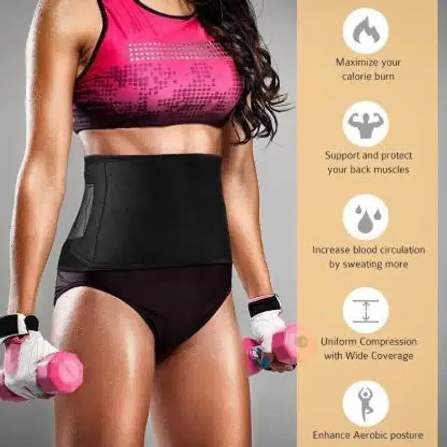Tummy Fat Loss Belt for Men & Women (Black)
