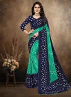 Art Silk Printed Saree for Women, Green 