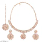 Twinkling White Diamond Rose Gold Necklace Set for Women 