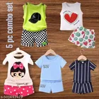 Hosiery Cotton Printed Clothing Set for Kids, Multicolor, Pack of 5 