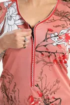 Satin Printed Nightdress for Women (Red , XL)