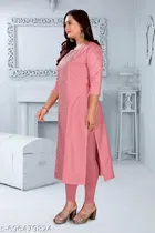 Embroidered Chanderi Cotton Kurti for Women 
