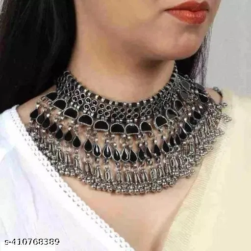Black Meenakari Bridal Oxidised Jewellery Set