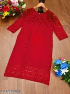 Net Kurti for Women,  Red  