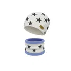 Woolen Printed Cap with Neck Warmer for Men (White, Set of 1)