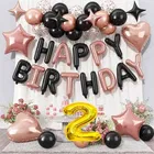 2nd Happy Birthday Balloon Decoration Kit ,Rose Gold & Black Set Of 1