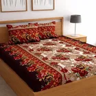 Microfibre Double Abstract Floral Printed Bedsheet 88x90in Maroon
