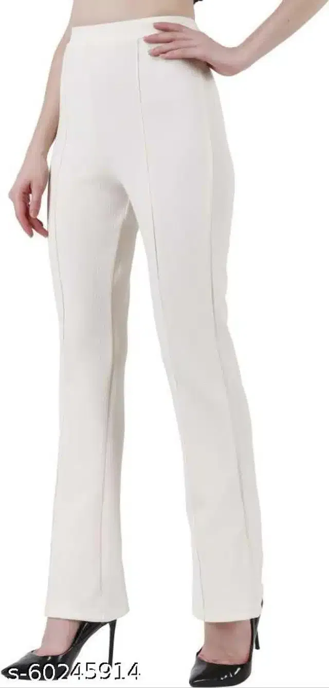 Cotton Blend Trouser for Women (Off White, 30)