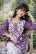 Floral Embroidered Rayon Kurti for Women 