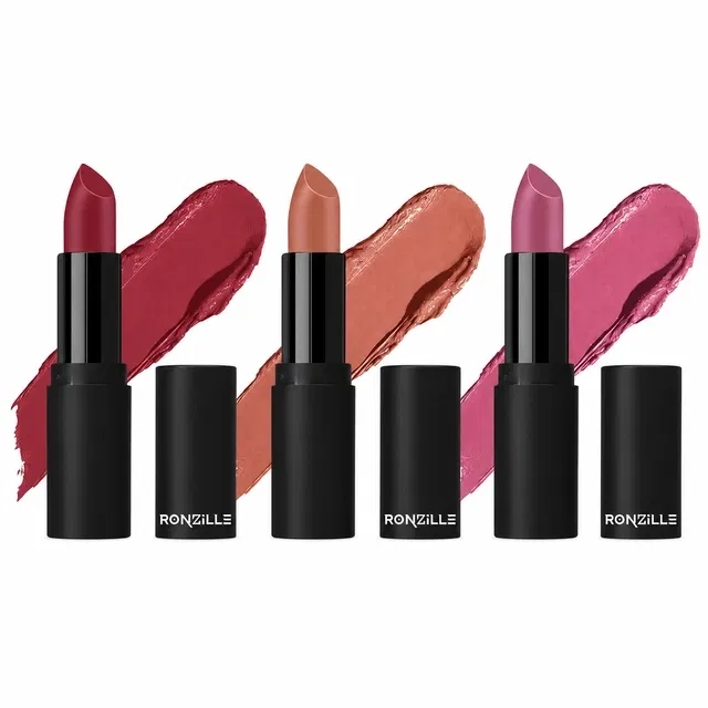 Ronzille One Touch HD Matte Lipstick [Pack of 3]