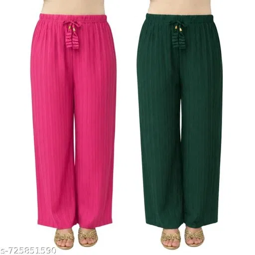 Palazzos for Women, Pack of 2 (Multicolor, S)