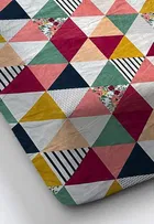 Glace Cotton Printed Fitted Double Bedsheet with Two Pillow Covers 