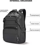 Gear Aspire 17, 26L Faux Leather Laptop Backpack for Men & Women, Black