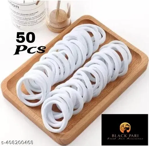 Hair Bands for Women (White, Pack of 50)