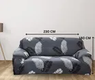 Homwatica 3 Seater Grey White Leaves Printed Elastic Sofa Cover 180X230Cm Pack Of 1