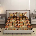 YS COTTON FEEL DOUBLE BEDSHEET GEOMETRY LEAF 88x88INCH BROWN