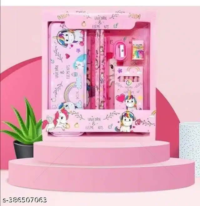 Unicorn Theme Stationery Kit for Kids (Pink)