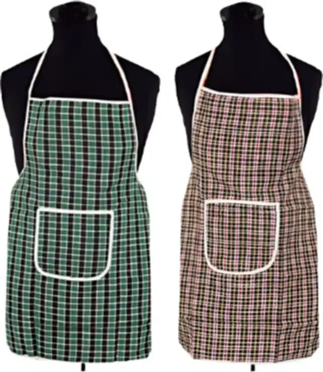 Cotton Kitchen Aprons (Multicolor, Pack of 2)