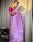 Litchi Silk Woven Design Saree for Women, Purple 