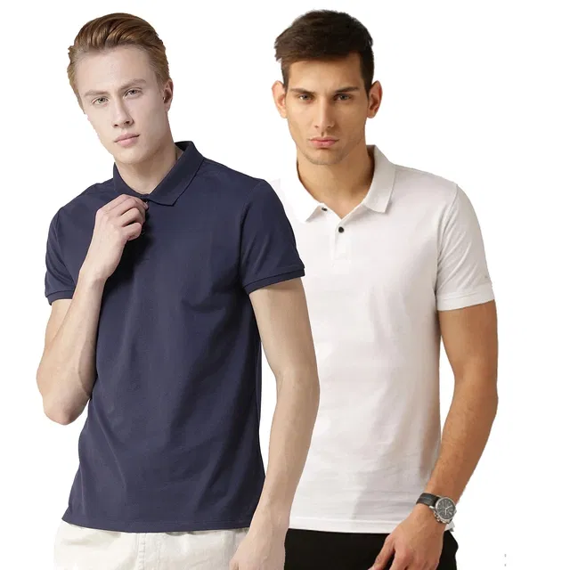 Polo Cotton Blend T-shirts Pack of 2 for Men (Multicolor, XXL)