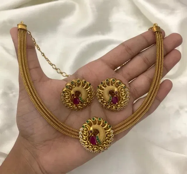 Party Wear Jewellery Set for Women (Red, Free Size)