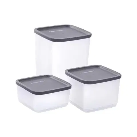 Fresherware Grey Square Containers Set of 3 (750ml, 1150ml, 1950ml)