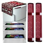 WISHLAND 1 Pc Fridge Cover for Top with 6 Pockets, 2 Handle Cover, 3 Fridge Mats 