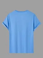 Polyester Printed Half Sleeves T-Shirts For Men, Light Blue 