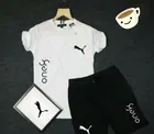 Lycra Printed Tracksuit for Men (Black & White, L)