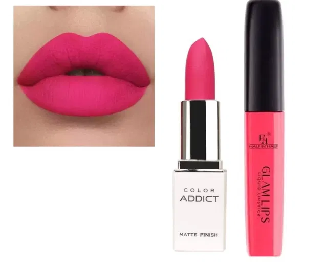 Combo of Color Addict Matte & Half 'N' Half Glam Lips Liquid Lipsticks (Pink, Set of 2)