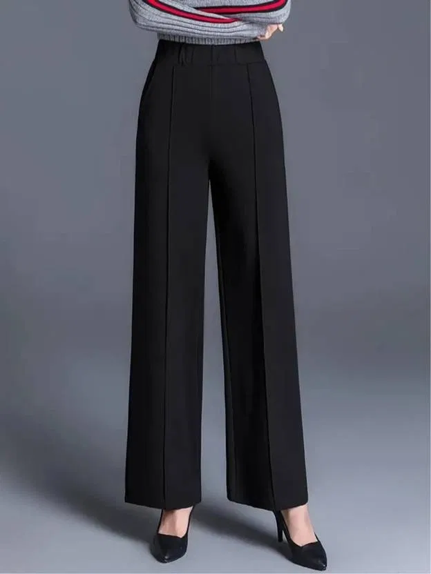 Poly Spandex Bell Bottoms Trouser / Pant for Women (Black, XXL)
