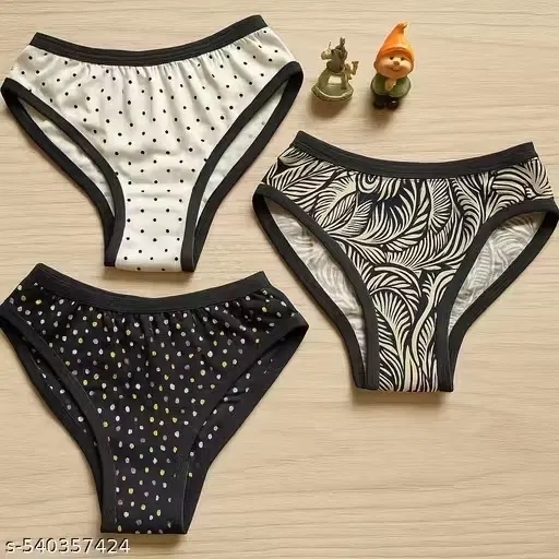 Cotton Blend Trendy Briefs for women (Random colors) (Pack of 3) (XL)