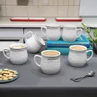 6 Pcs Ceramic Tea & Coffee Cup Set - Belly White