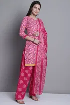 Cotton Blend Printed Salwar Suit for Women 