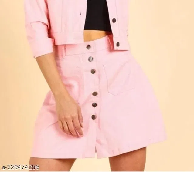 Cotton Blend Skirts for Women (Pink, 34)