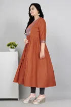 Zari Embroidered Cotton Blend Anarkali Kurti for Women 