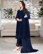 Net Solid Kurta Set with Dupatta for Women 
