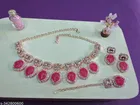 [Pink] Carving Premium Beads Necklace Set for Women 