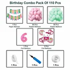 Hello Kitty Theme 6th Happy Birthday Decoration Items For Girls , Multicolor, Pack of 110