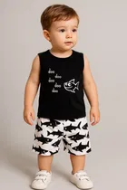 Cotton Blend Printed Clothing Set for Boys 