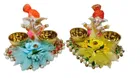 Metal Decoretive Pooja Thali, Multicolour Pack of 2