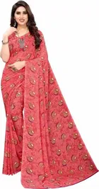 कनूड़ा फैंसी विमेंस जॉर्जेट फ्लावर प्रिंटेड साड़ी 