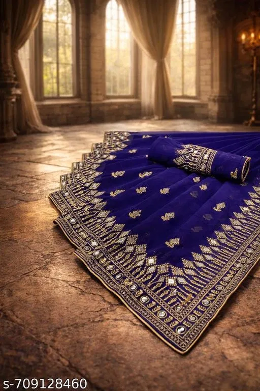 Beautiful Saree for Women (Blue, Free Size)