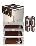 Knit Printed Fridge 3 Pcs Mat with 2 Pcs Handle & Top Cover 