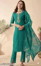 Embellished Chanderi Cotton Kurta Set for Women 